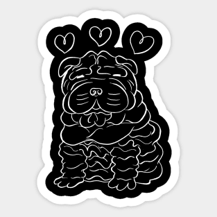 Shar Pei Love - White Line Sticker